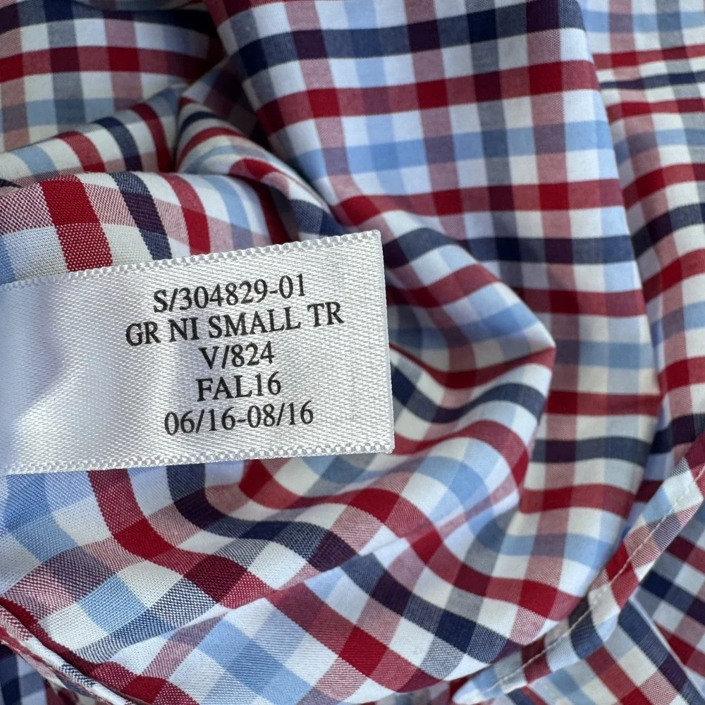 BANANA REPUBLIC Non Iron Grant Fit Button Up L/S Shirt Mens Medium BlueRedWhite